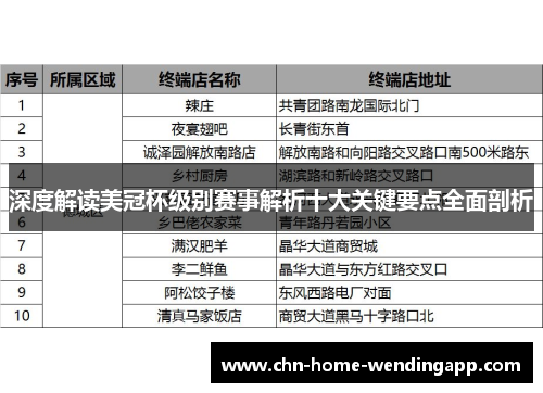 深度解读美冠杯级别赛事解析十大关键要点全面剖析