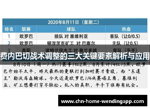 费内巴切战术调整的三大关键要素解析与应用